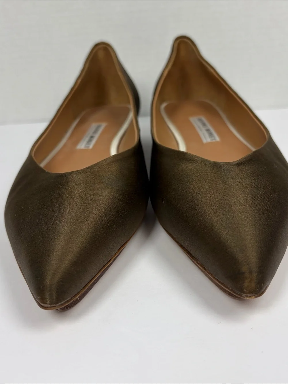 Salone Monet Bronze Satin Pointed Toe Flats Size 9.5